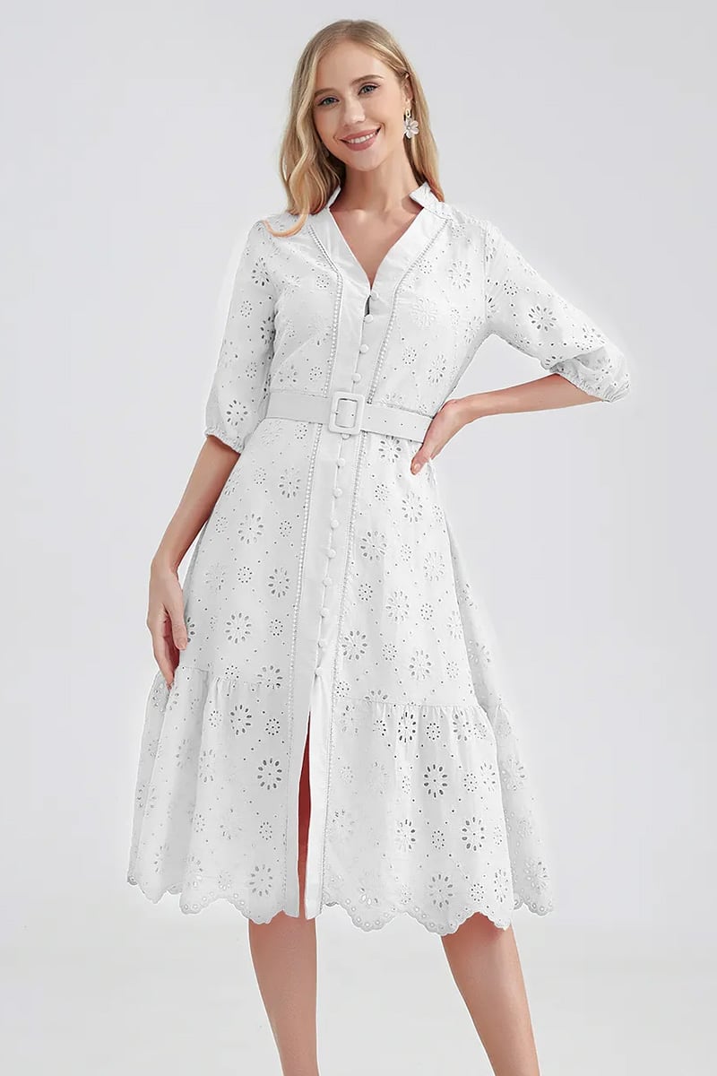 Vacation Romance Eyelet Midi Dress