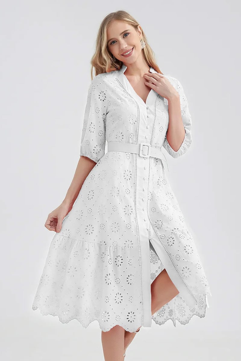 Vacation Romance Eyelet Midi Dress