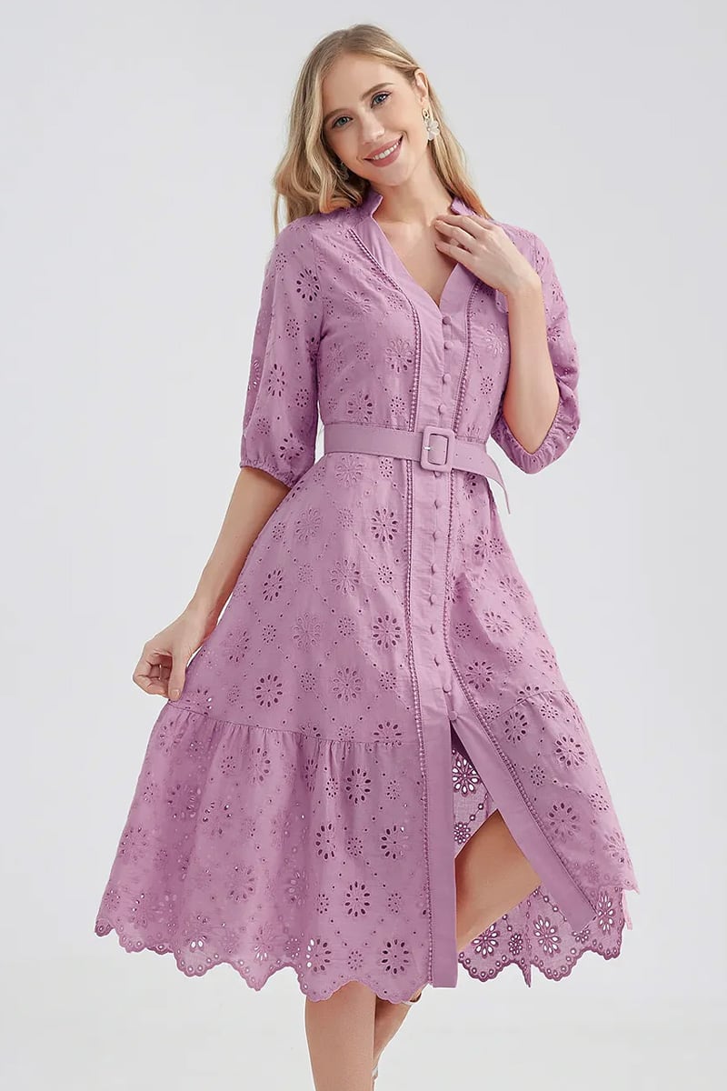 Vacation Romance Eyelet Midi Dress