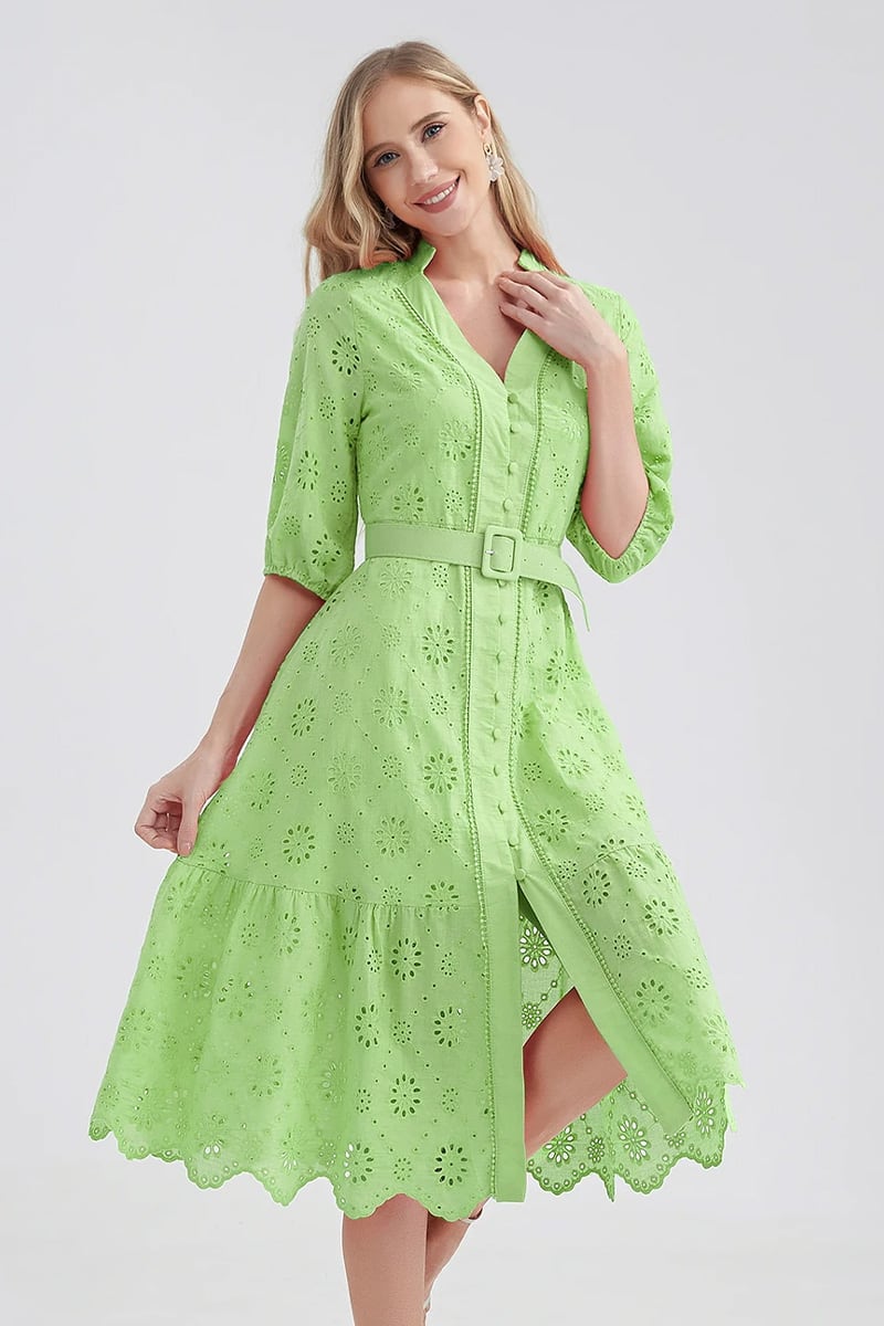 Vacation Romance Eyelet Midi Dress