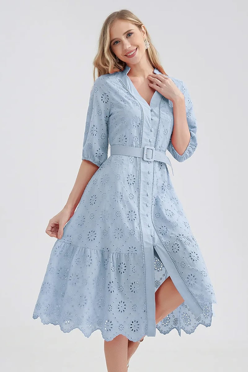 Vacation Romance Eyelet Midi Dress