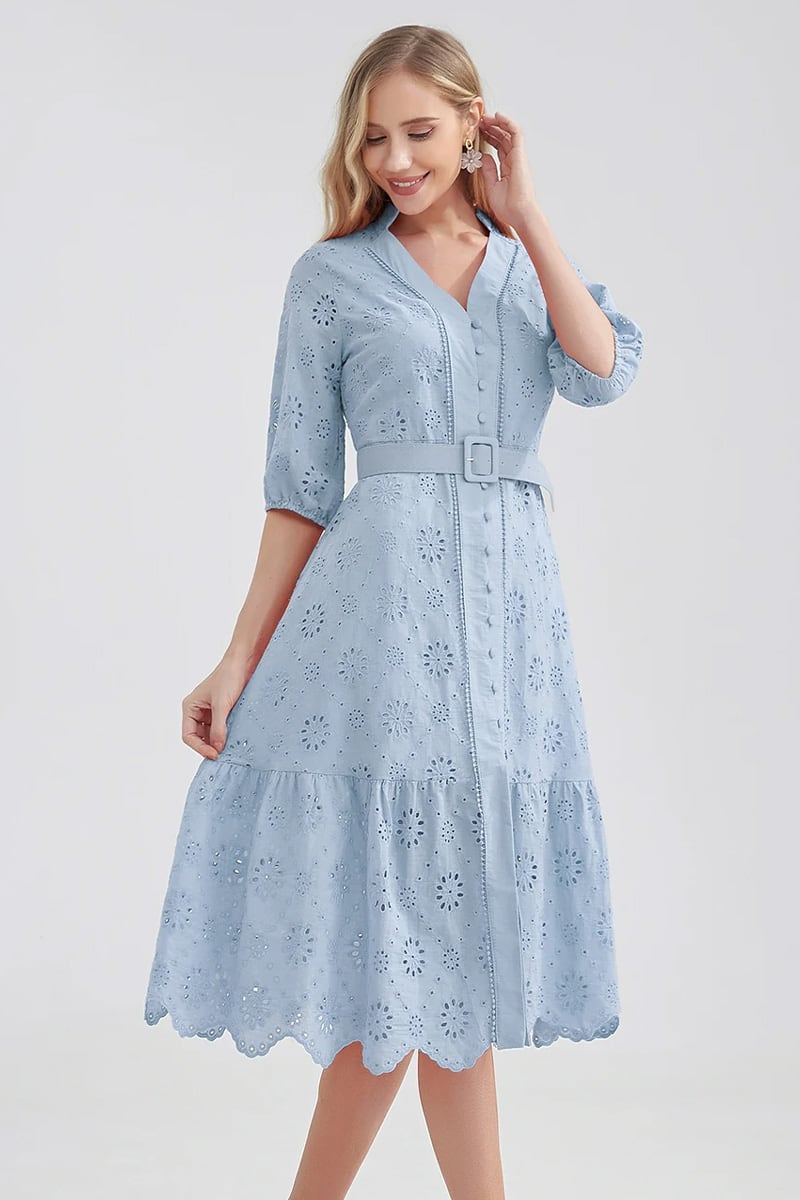 Vacation Romance Eyelet Midi Dress