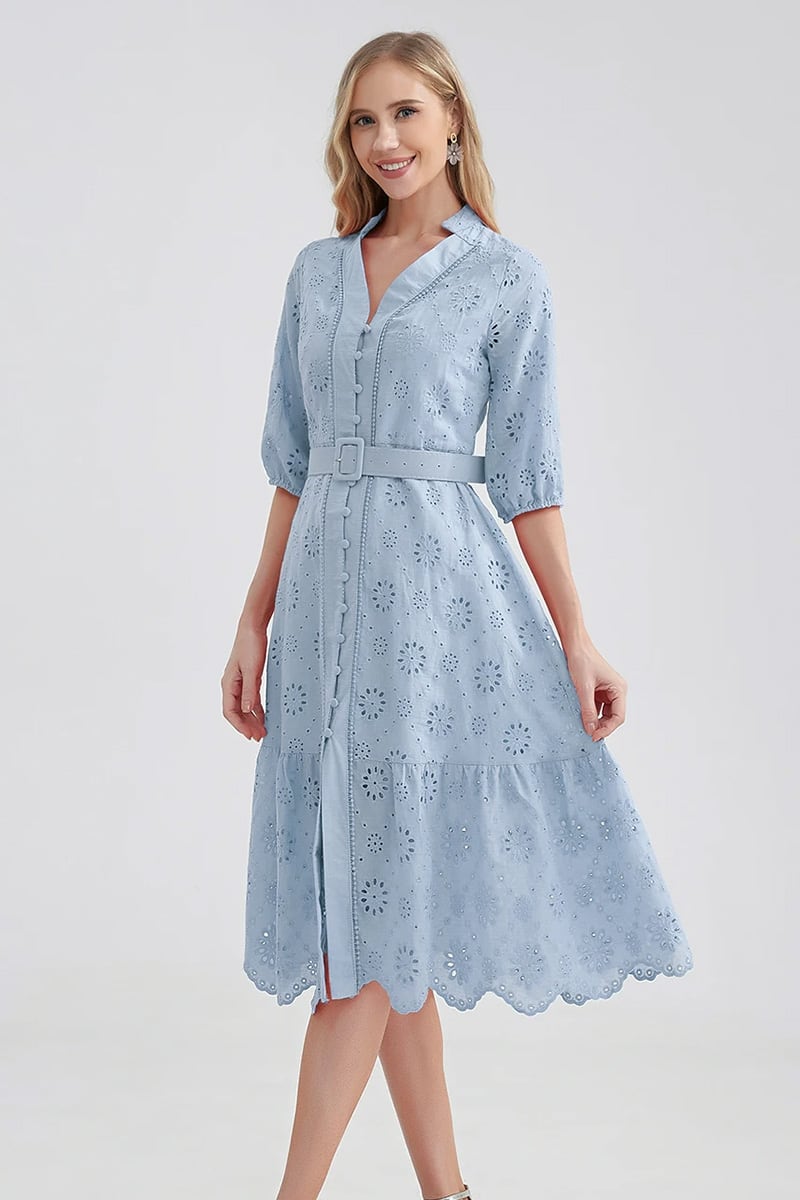 Vacation Romance Eyelet Midi Dress