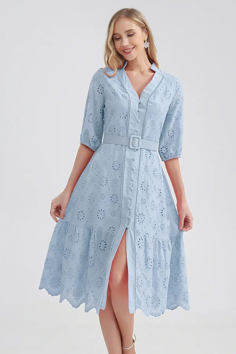 Vacation Romance Eyelet Midi Dress