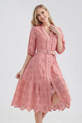 Vacation Romance Eyelet Midi Dress