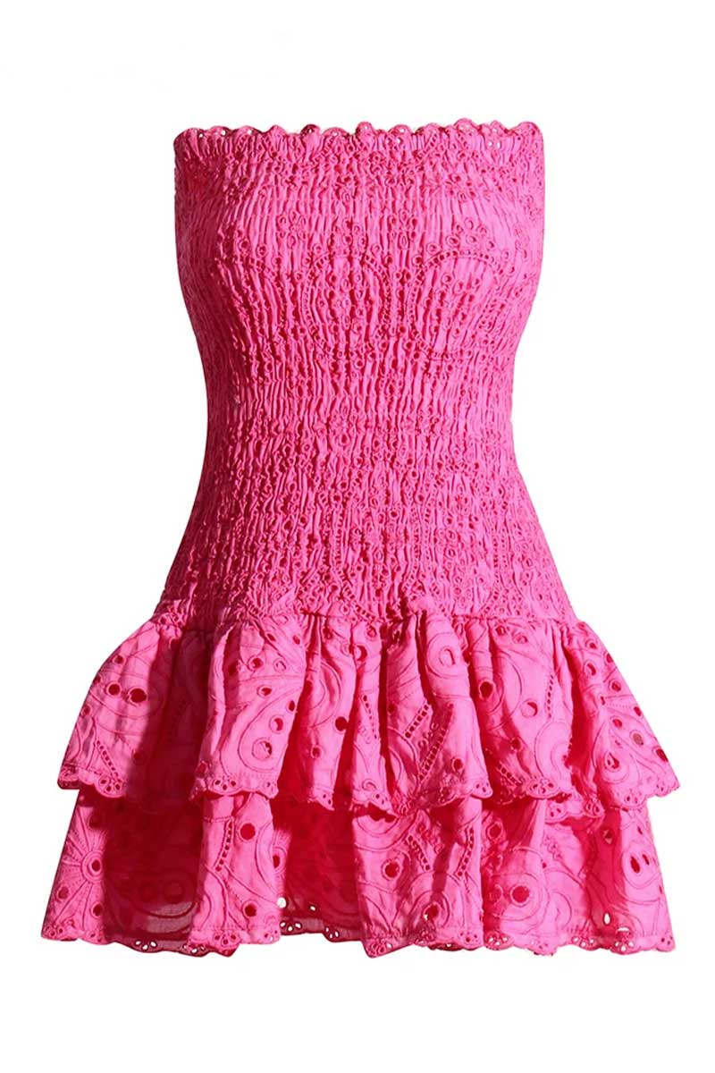 Vacay Season Eyelet Strapless Mini Dress