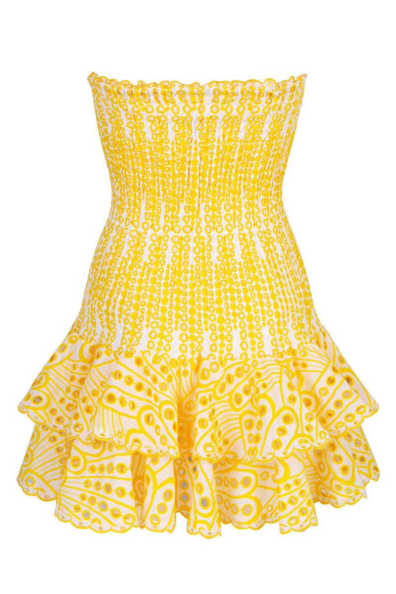 Vacay Season Eyelet Strapless Mini Dress