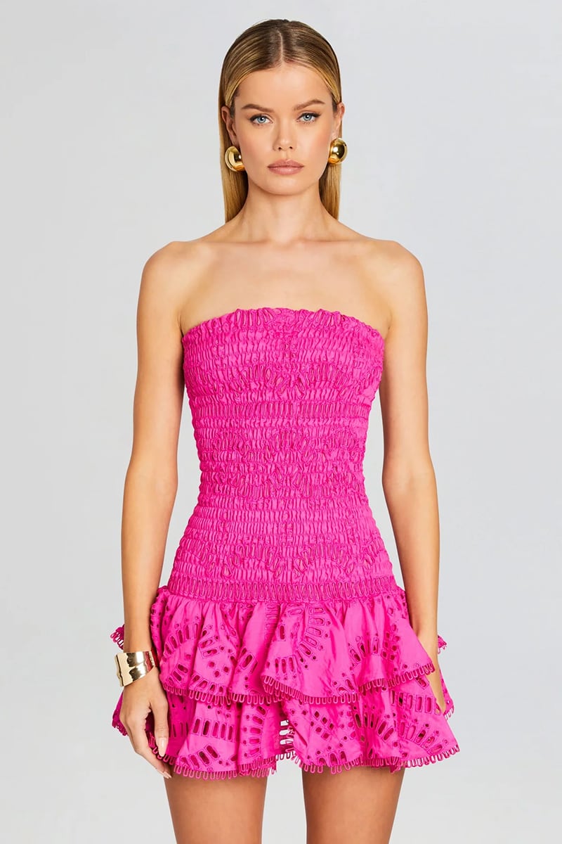 Vacay Season Eyelet Strapless Mini Dress