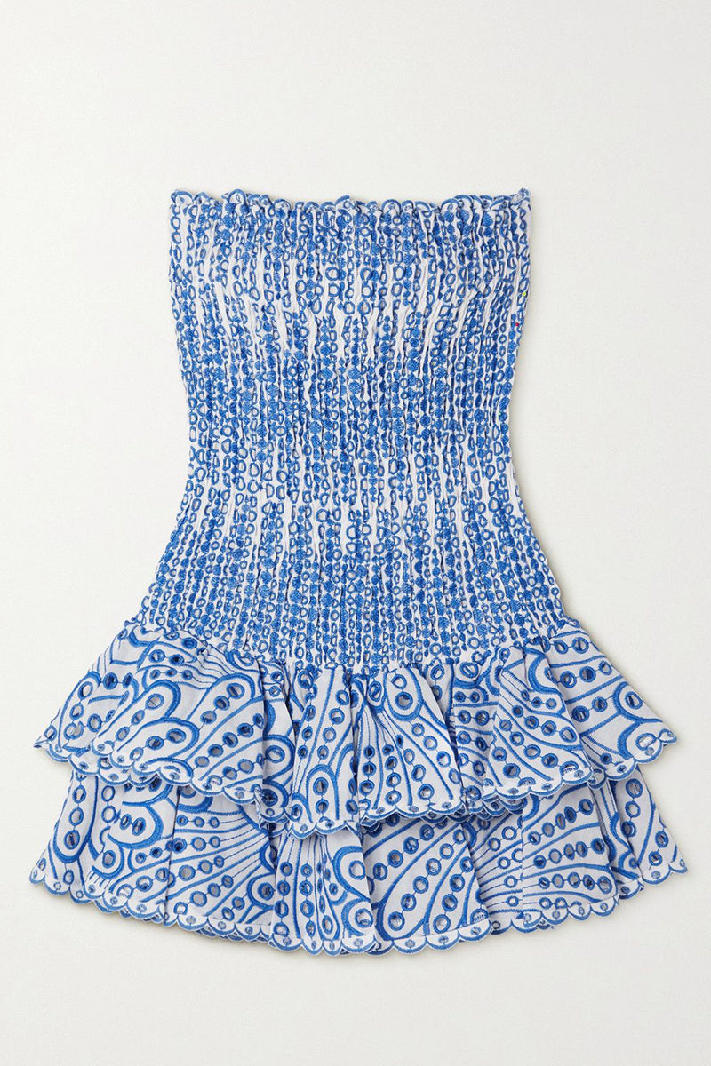 Vacay Season Eyelet Strapless Mini Dress