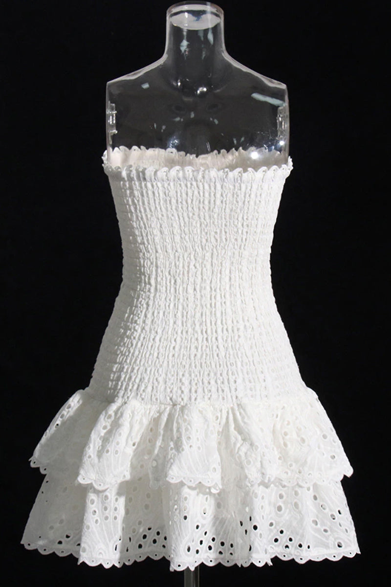 Vacay Season Eyelet Strapless Mini Dress