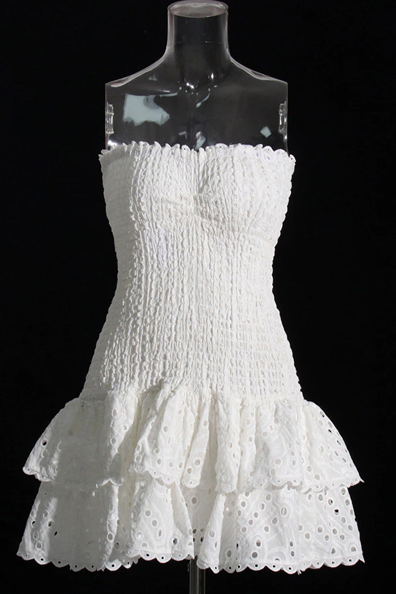 Vacay Season Eyelet Strapless Mini Dress