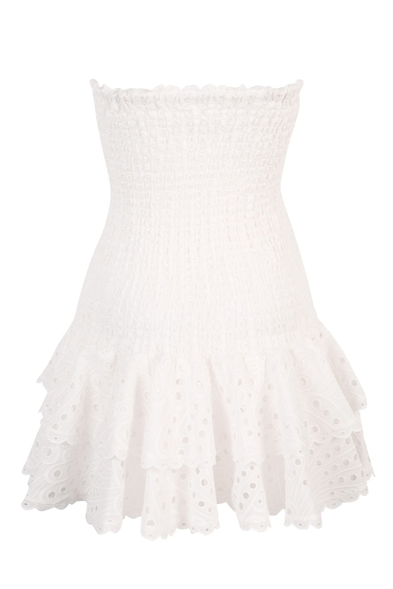 Vacay Season Eyelet Strapless Mini Dress