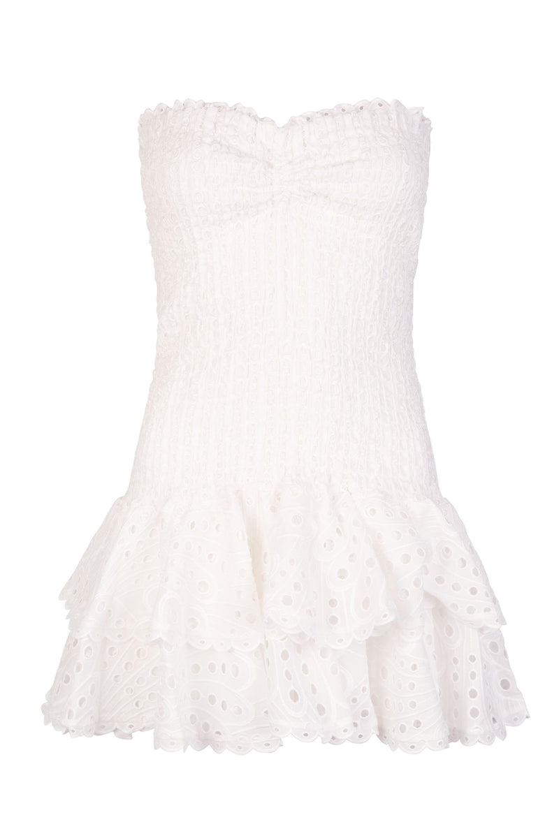 Vacay Season Eyelet Strapless Mini Dress