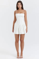 Vacay Sensibility White Pleated Mini Dress