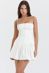 Vacay Sensibility White Pleated Mini Dress