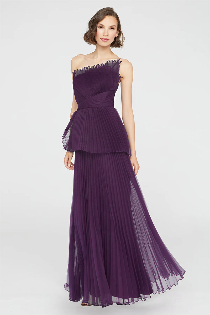 Valerie One-Shoulder Pleated Maxi Dress