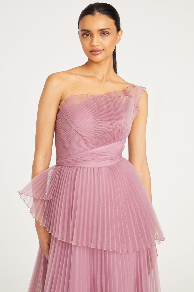 Valerie One-Shoulder Pleated Maxi Dress