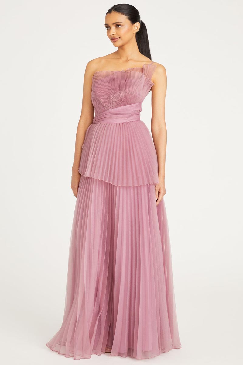 Valerie One-Shoulder Pleated Maxi Dress