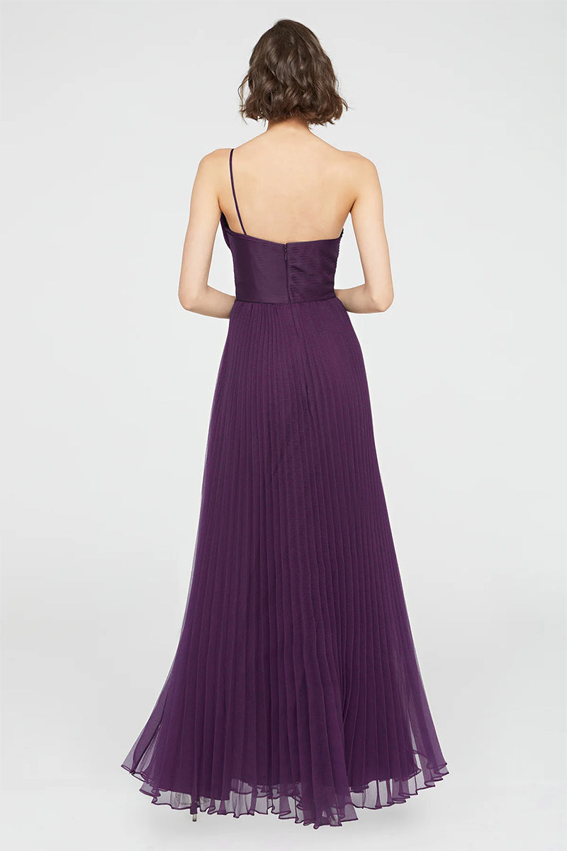 Valerie One-Shoulder Pleated Maxi Dress