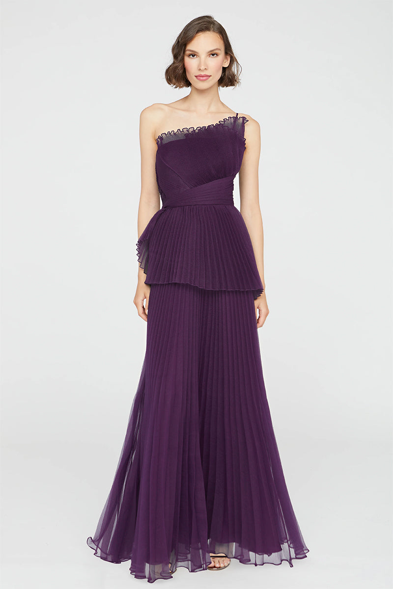 Valerie One-Shoulder Pleated Maxi Dress