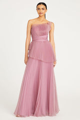 Valerie One-Shoulder Pleated Maxi Dress