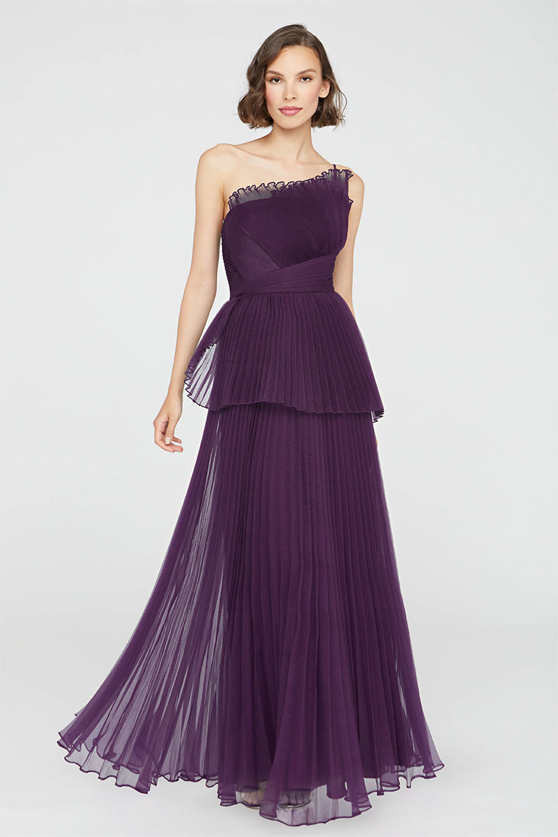 Valerie One-Shoulder Pleated Maxi Dress