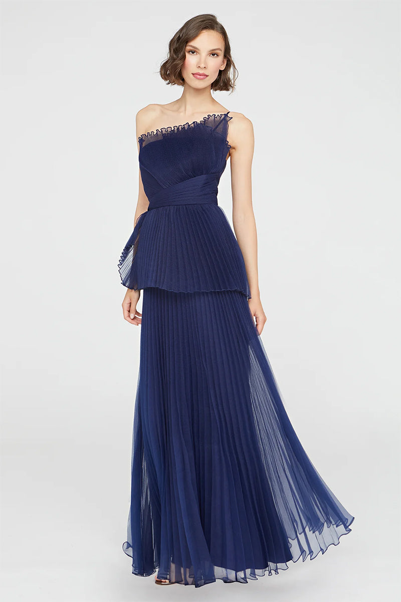 Valerie One-Shoulder Pleated Maxi Dress