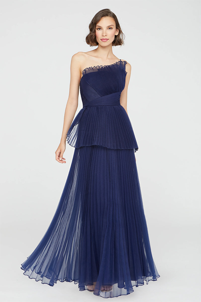 Valerie One-Shoulder Pleated Maxi Dress