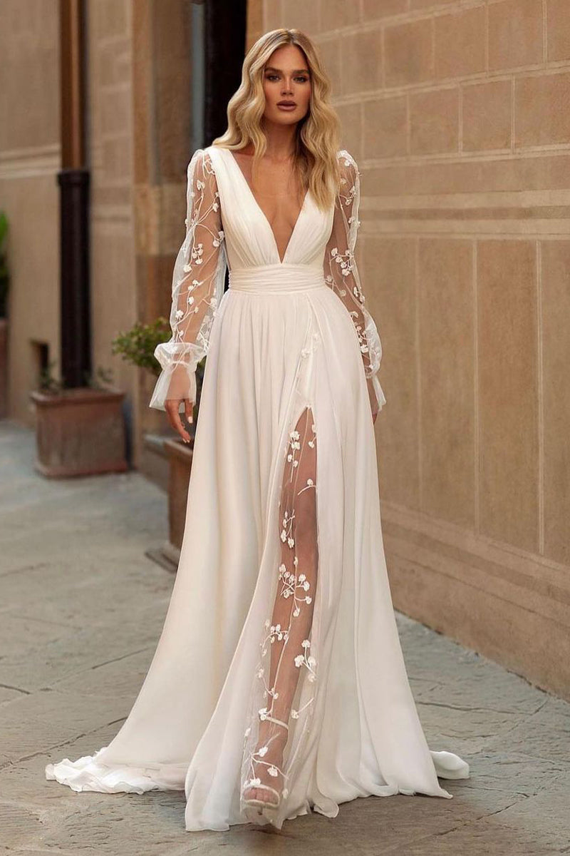 Whispering Love Long Sleeve A-Line Wedding Dress