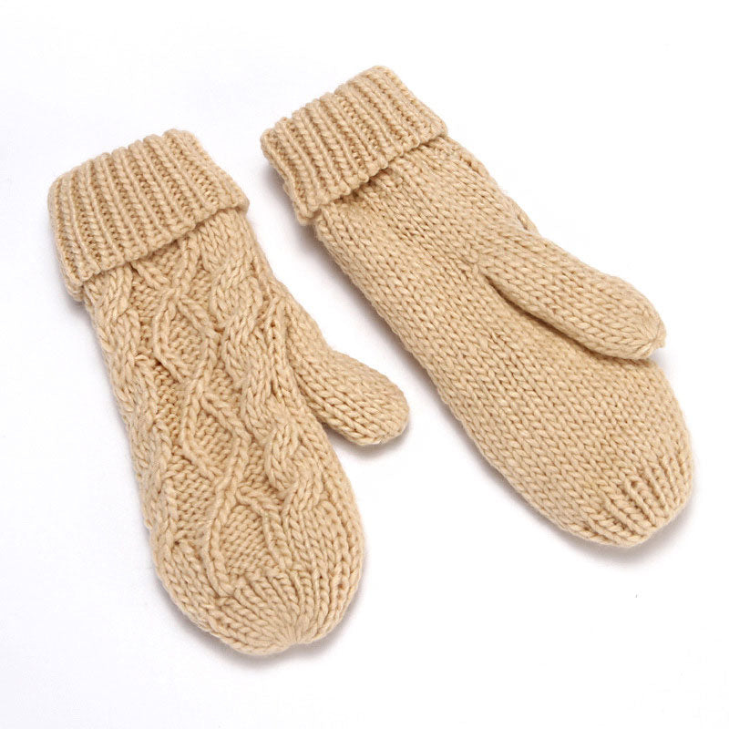 Winter Fleece Lined Solid Color Chunky Cable Knit Mittens – Chicwild