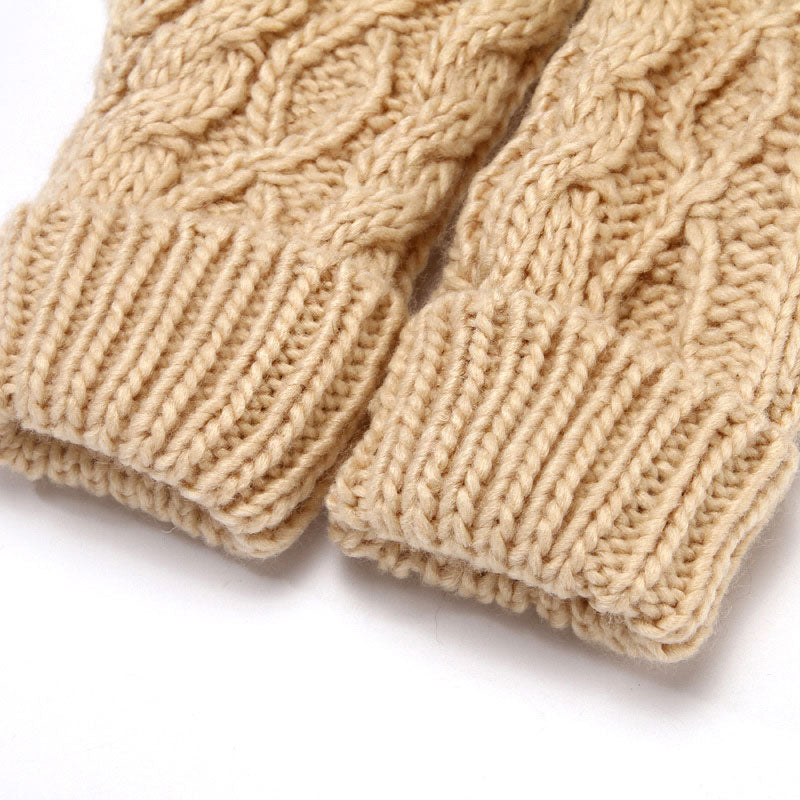 Winter Fleece Lined Solid Color Chunky Cable Knit Mittens – Chicwild