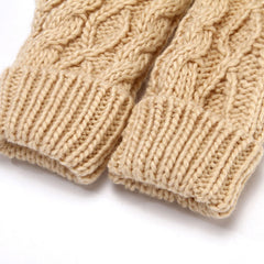 Winter Fleece Lined Solid Color Chunky Cable Knit Mittens