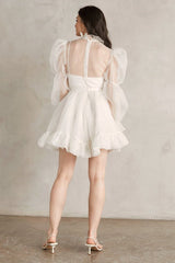 Wondrous Romance Long Puff Sleeves Mini Dress