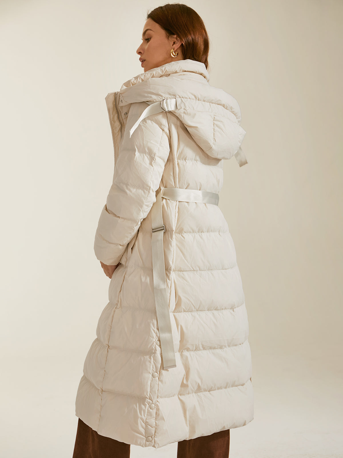 Belted Long Down Puffer Coat