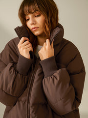 Drop Shoulder Zip Up Puffer Jacket