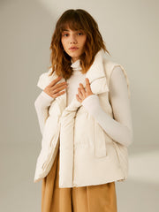 Oversized Funnel Neck Puffer Vest