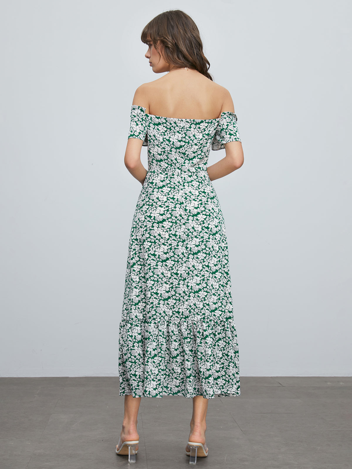 Off Shoulder Floral Long Dress