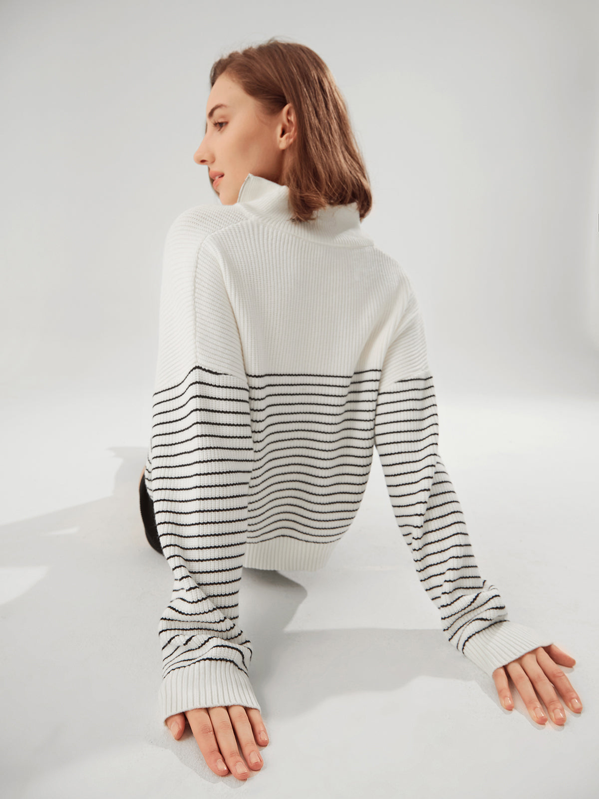 Alabastar Stripe Zip Sweater