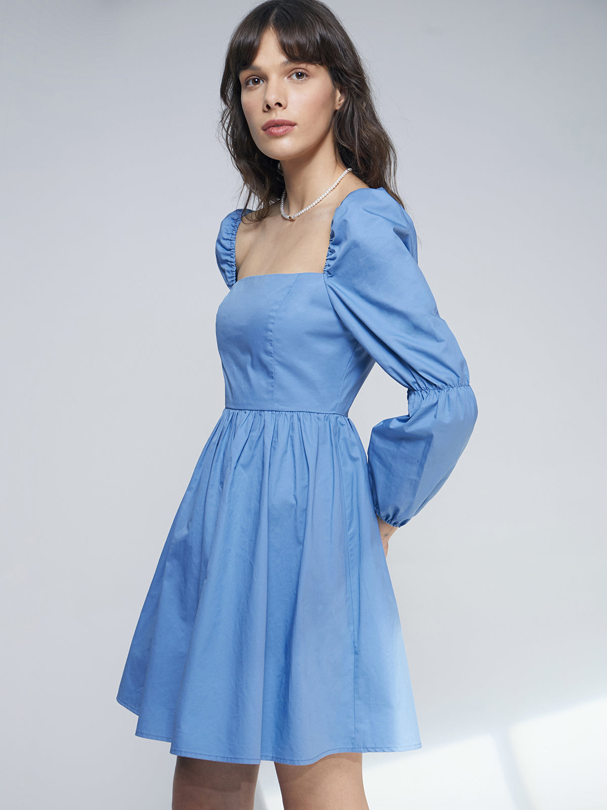 Square Neck Puff Sleeve Short Dress