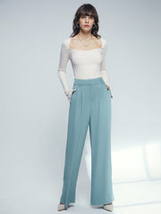 Wide Leg Pleat Front Pants