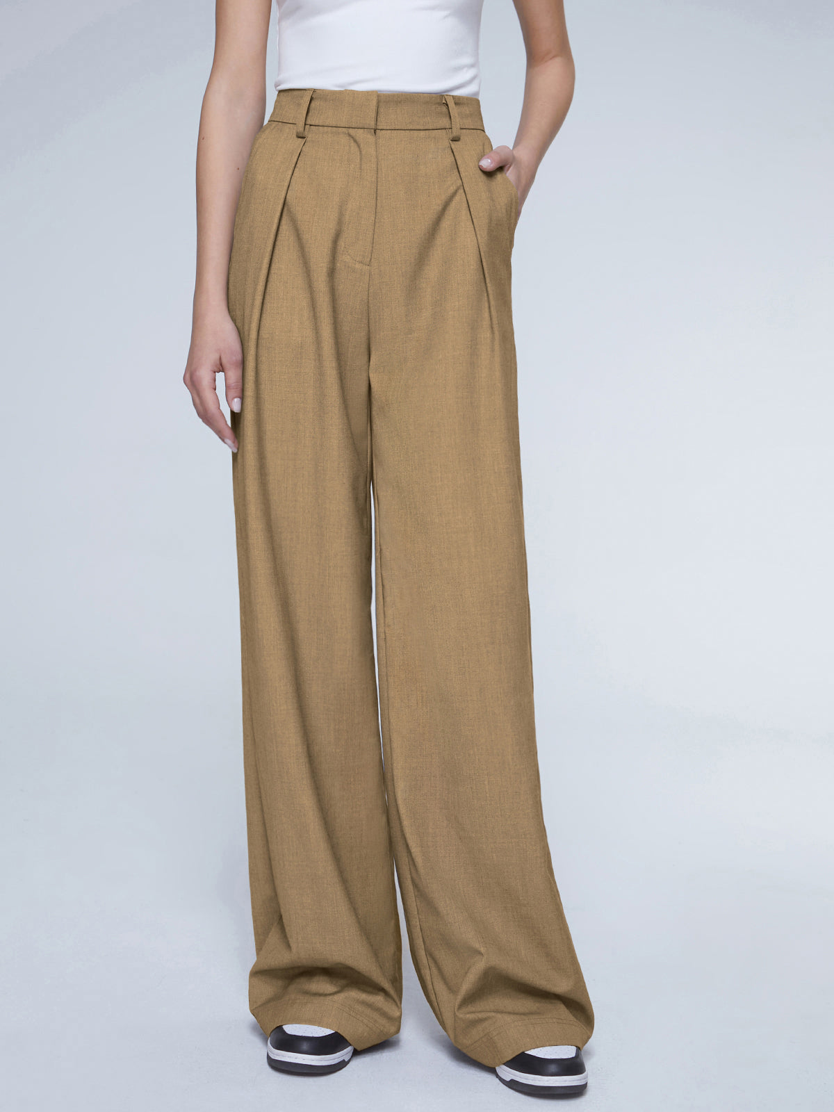 Oversized High Waisted Pleat Front Trousers