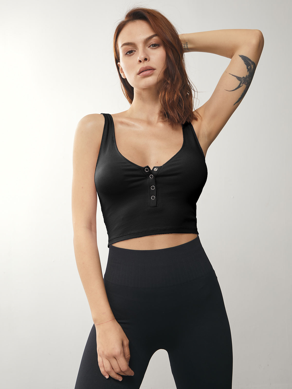 Snap Front Cropped Tank Top