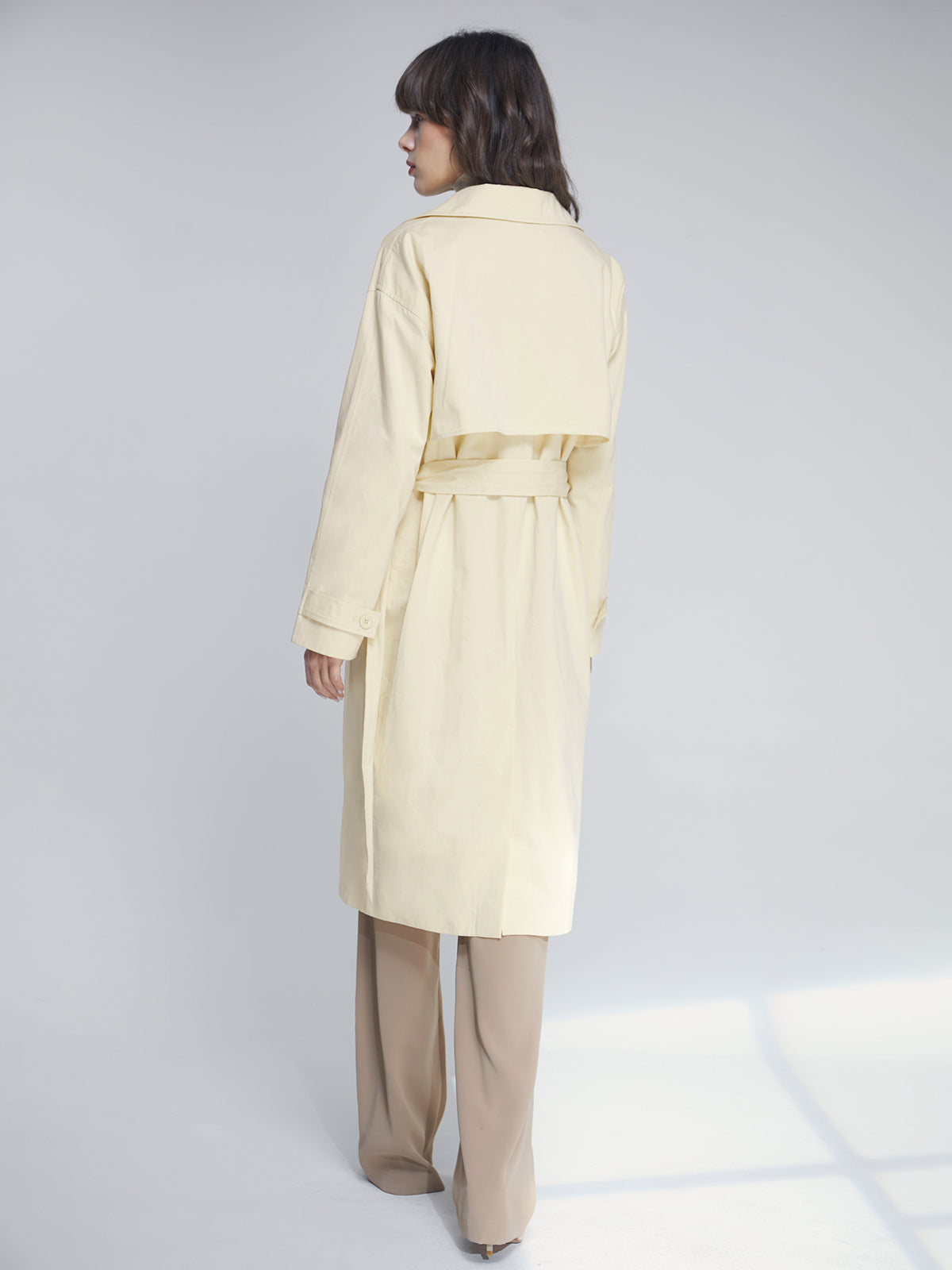 Mid-Length Belted Collared Trench Coat