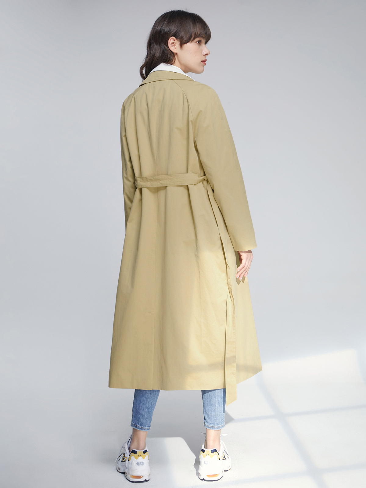 Long Double Breasted Lapel Lightweight Trench Coat