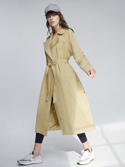 Long Double Breasted Lapel Lightweight Trench Coat