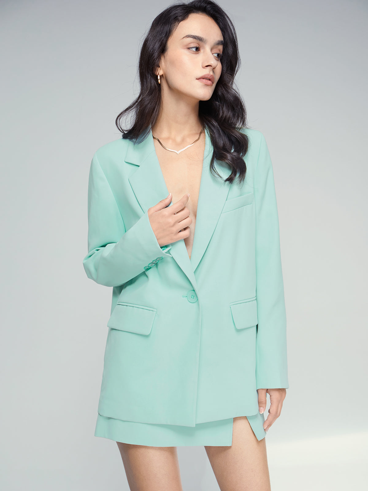 Single Button Pastel Blazer