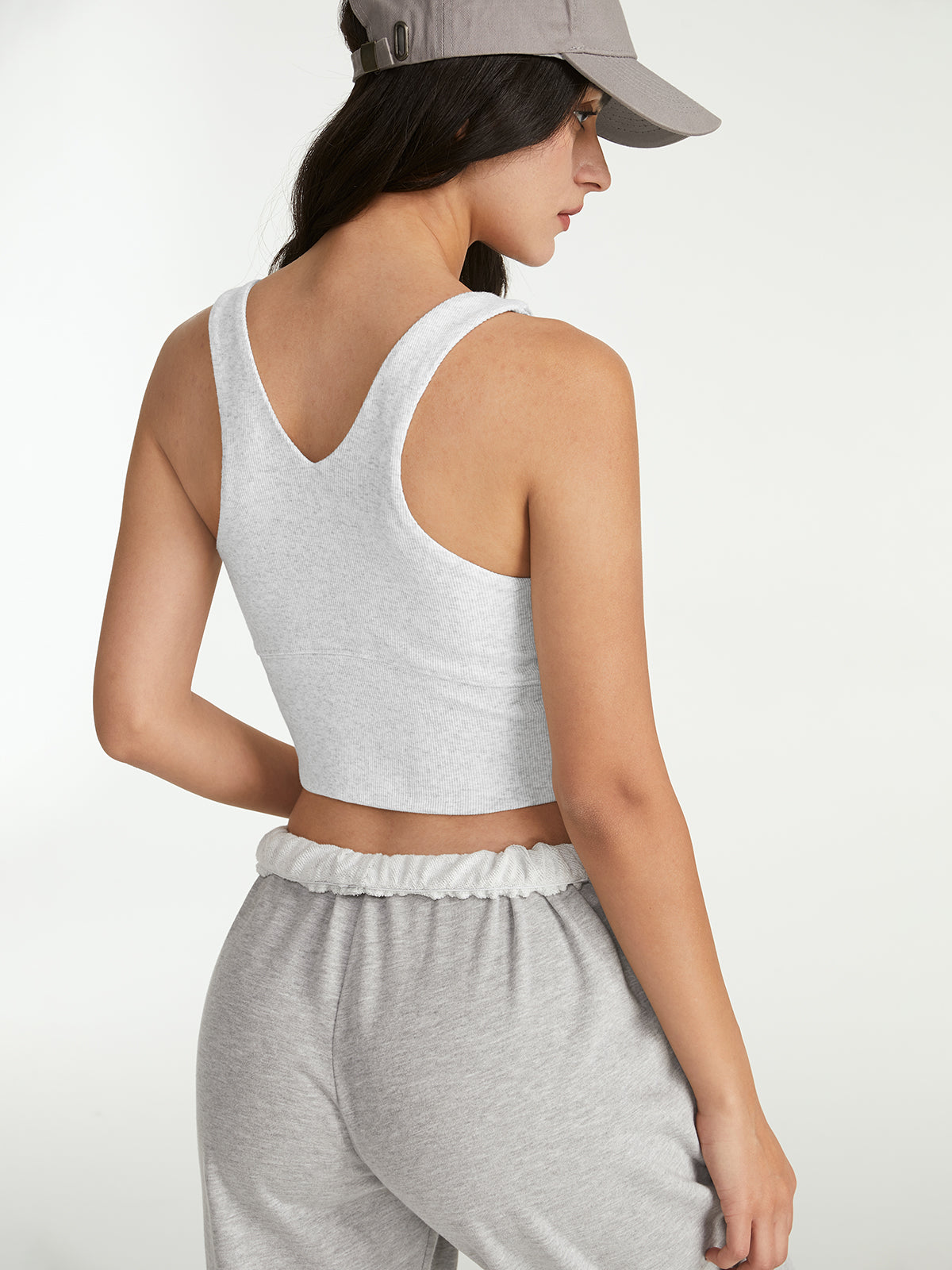 Cropped Light Ribbed Sports Tank Top