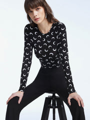 Crescent Moon Long Sleeve Stretch Top