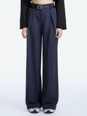 High Waisted Wide Leg Pinstripe Trousers