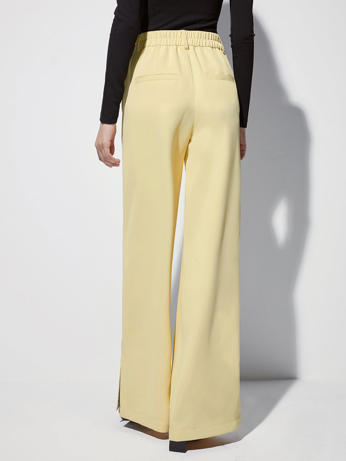 High Waisted Wide Leg Pleat Front Trousers